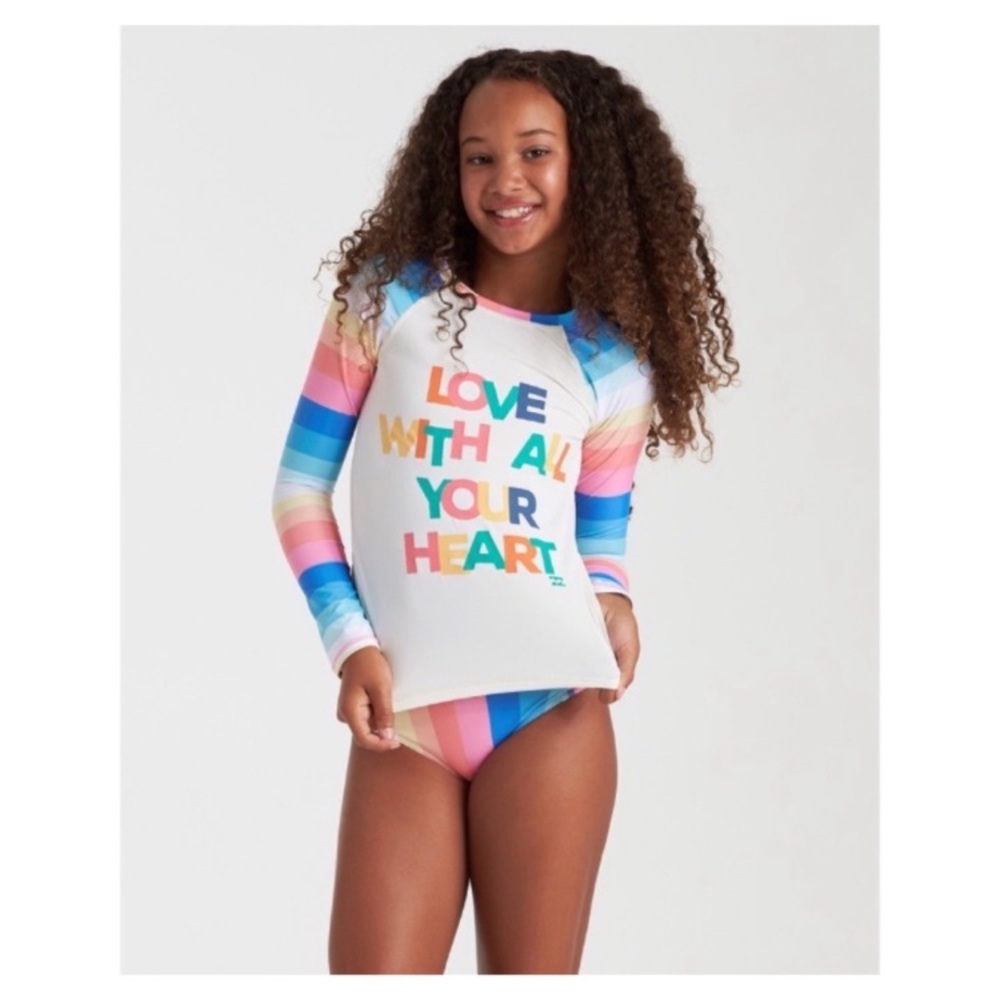 Billabong Me n You Girls' UPF 50+ Rashguard Bikini Set